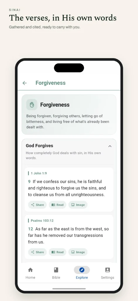 Curated verses under the God Forgives section